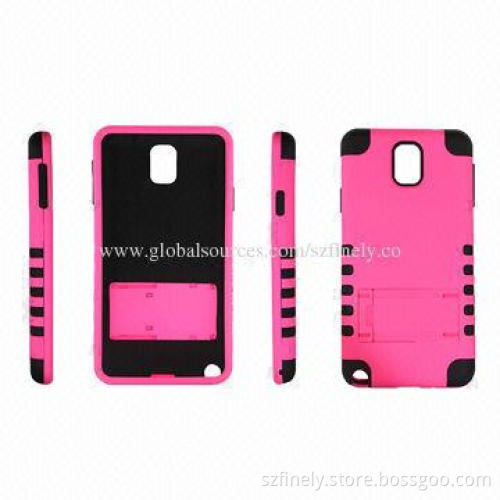 PC + Silicone Phone Case for Samsung Note 3, 3-in-1 Design with Stand Function, Different Angles